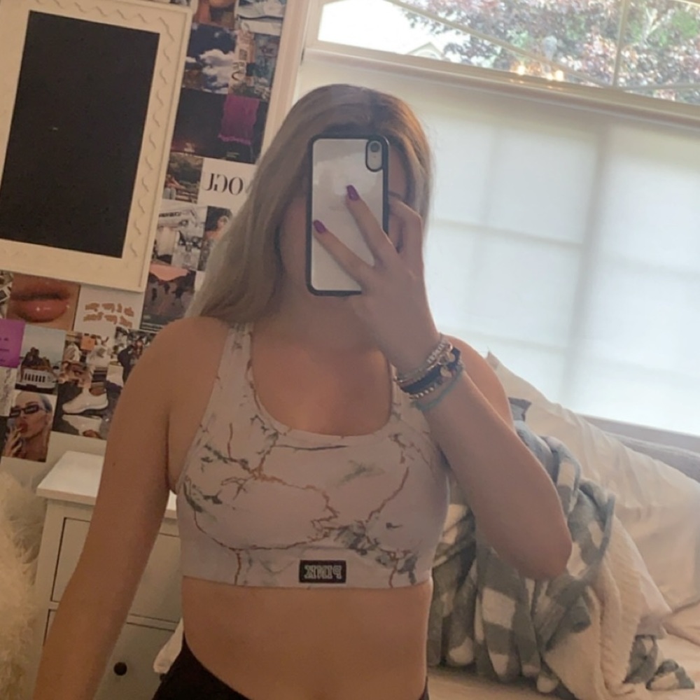 Pink sports bra